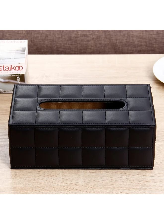 غطاء صندوق المناديل الأسود المحشو بمظهر يشبه الجلد ديكور الحمام وغرفة المعيشة - Image 5